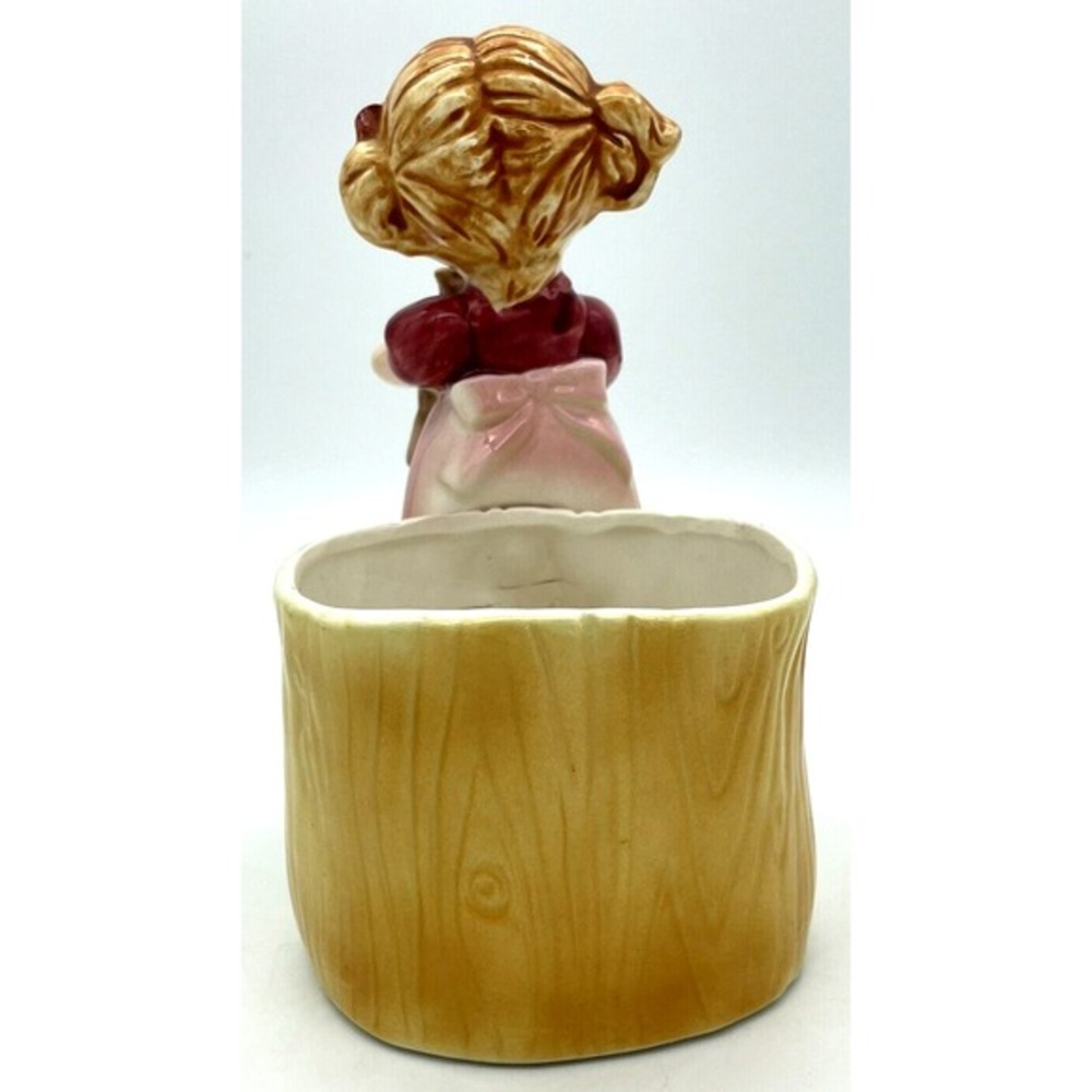 LEFTON Little Girl Holding Cat Ceramic‎ Planter Vintage - Picture 4 of 7